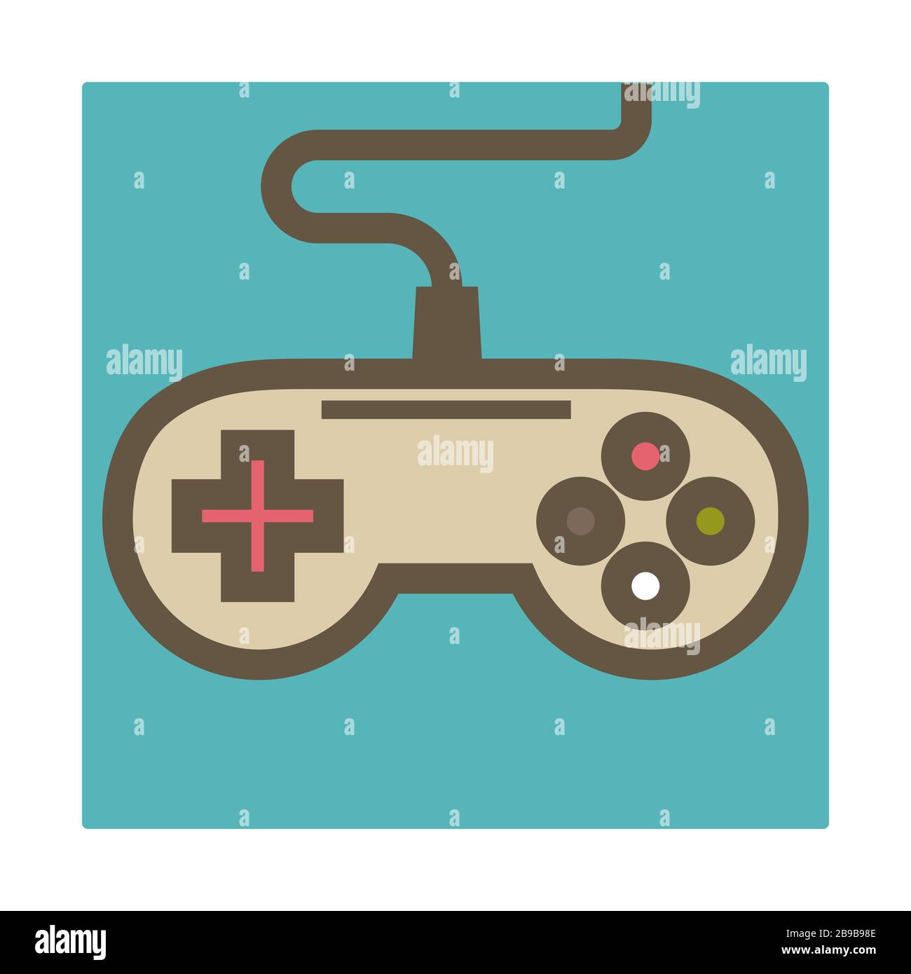 Icona isolata dal joystick, gamepad o controller di gioco con cavo Illustrazione Vettoriale