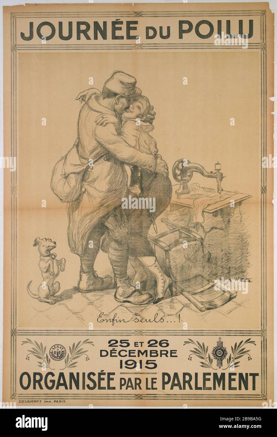 GIORNO DI ADOLPHE Willette. "Journée du Poilu". Lithographie, 1915. Parigi, musée Carnavalet. Foto Stock