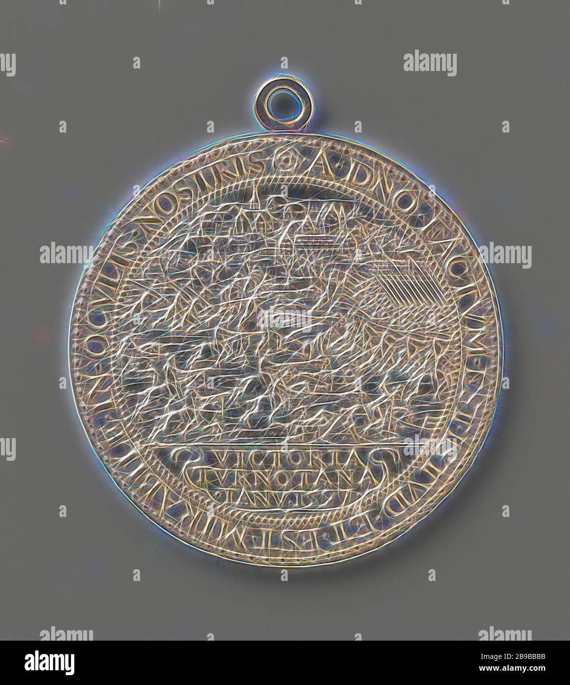 Vittoria a Turnhout e la sovrapotenza di nove città da Maurits, medaglia d'argento. Fronte: Due eserciti di guerra, nella città di sfondo sopra l'iscrizione, all'interno dell'iscrizione. Inverso: Iscrizione all'interno di iscrizione, circondata da nove città e iscrizione., Turnhout, Rijnberg, Groenlo, Lingen, Ootmarsum, Enschede, Bredevoort, Alpi, Meurs, Oldenzaal, Maurits (Principe d'Orange), Gerard van Bylaer, Dordrecht, 1597, argento (metallo), impressionante (lavorazione dei metalli), d 5.8 cm ×, immaginato da Rebon, 46.49 mm. design di calore allegro di luminosità e raggi di luce radianza. Arte classica reinventata con un mod Foto Stock Vittoria a Turnhout e la sovrapotenza di nove città da Maurits, medaglia d'argento. Fronte: Due eserciti di guerra, nella città di sfondo sopra l'iscrizione, all'interno dell'iscrizione. Inverso: Iscrizione all'interno di iscrizione, circondata da nove città e iscrizione., Turnhout, Rijnberg, Groenlo, Lingen, Ootmarsum, Enschede, Bredevoort, Alpi, Meurs, Oldenzaal, Maurits (Principe d'Orange), Gerard van Bylaer, Dordrecht, 1597, argento (metallo), impressionante (lavorazione dei metalli), d 5.8 cm ×, immaginato da Rebon, 46.49 mm. design di calore allegro di luminosità e raggi di luce radianza. Arte classica reinventata con un mod Foto Stock