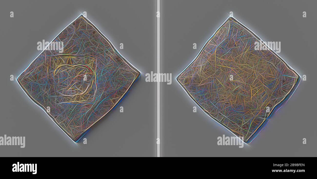 Trattato di Passau, moneta di emergenza di Albert, margravio di Brandeburgo-Kulmbach, moneta di emergenza unilaterale, quasi a forma di diamante. Fronte: Un francobollo rettangolare: aquila rivolta a sinistra nel cartouche sotto le lettere A, M, Z e B sopra l'anno. Reverse: Blank, Peace of Passau, Passau, Albert (Margravio di Brandeburgo-Kulmbach), anonimo, Germania, 1553, argento (metallo), sorprendente (metallurgia), h 5.1 cm × w 4.9 cm × w 26.75 gr, Reimagined by Gibon, disegno di caldo allegro bagliore di luminosità e raggi di luce radianza. Arte classica reinventata con un tocco moderno. Fotografia ispirata al futurismo Foto Stock