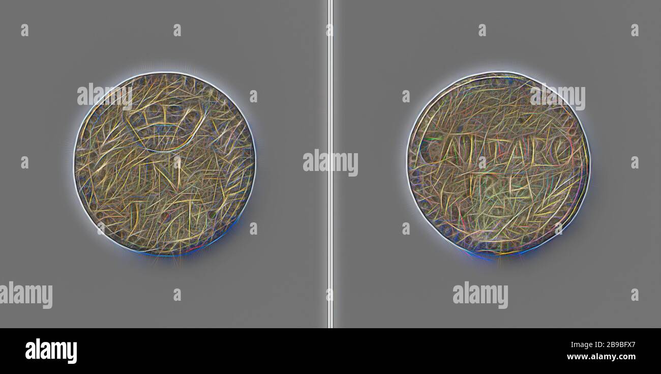 Assedio di Cattaro, moneta di emergenza minata dai francesi, obverse: Incoronata lettera N sopra l'indicazione di valore tra due rami di alloro. Inverso: Iscrizione sopra due rami di alloro incrociati, sul segno laterale: Lettera P, Cattaro, Napoleone i Bonaparte (imperatore del francese), anonimo, 1813, argento (metallo), impressionante (metallurgia), d 1.9 cm × w 5,65 gr, Reimagined by Gibon, disegno di caldo allegro bagliore di luminosità e raggi di luce radianza. Arte classica reinventata con un tocco moderno. Fotografia ispirata al futurismo, che abbraccia l'energia dinamica della tecnologia moderna, del movimento, della velocità e dei rivoluzionari Foto Stock