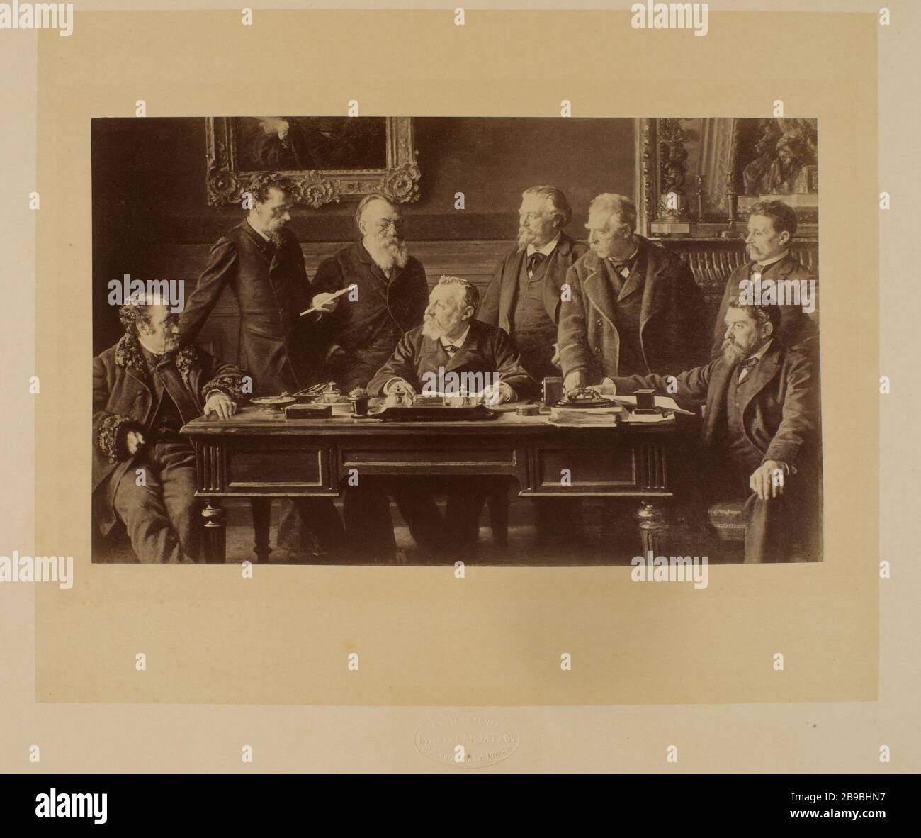 RIPRODUZIONE FOTOGRAFICA DI UN DIPINTO IL PITTORE Jobbé FELIX-DUVAL (1821-1889), CONSIGLIO RAPPRESENTATIVO DI PARIGI NEL 1883 riproduzione fotographique d'un tableau du peintre Félix Jobbé-Duval (1821-1889), représentant le conseil Municipal de Paris it 1883. 1880-1890. Photographie d'Etienne Carjat. Parigi, musée Carnavalet. Foto Stock