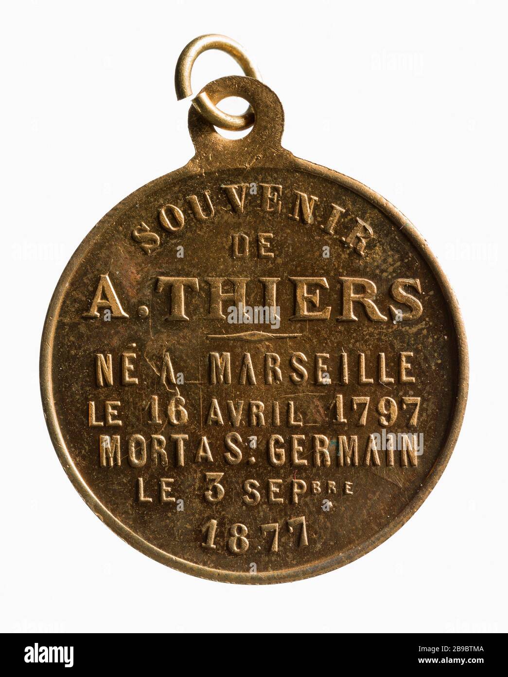 Tributo ad Adolphe Thiers (1797-1877), morto il 3 settembre 1877 (titolo fittizio) Hommage à Adolphe Thiers (1797-1877), mort le 3 septembre 1877. Laiton, vers 1877-1877. Parigi, musée Carnavalet. Foto Stock