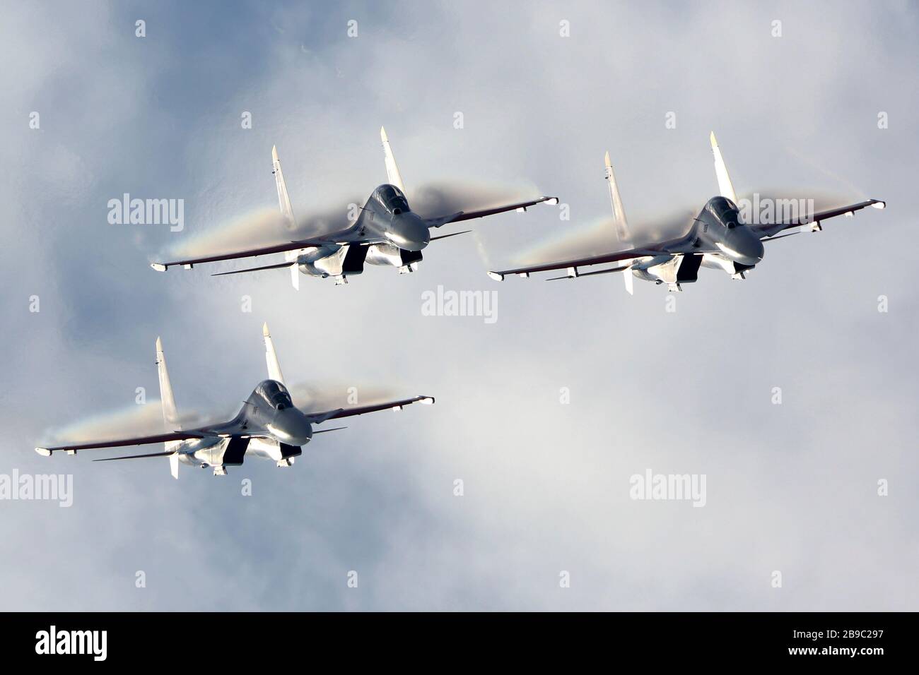Sukhoi su-30SM caccia al jet della squadra russa di aerobatica dei Cavalieri. Foto Stock