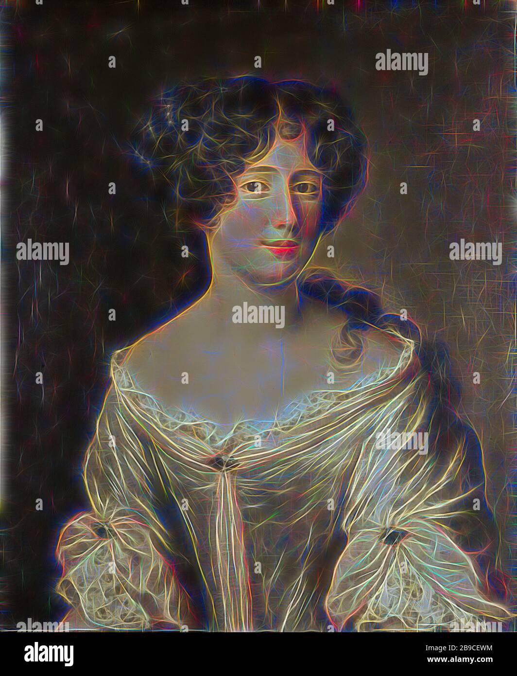 Ritratto di Maria Mancini, duchessa di Bouillon, Ritratto di Maria Mancini (1639-1715), Duchessa di Bouillon. Persone storiche - mezza faccia e faccia - BB - donna, Maria Mancini, Jacob Ferdinand Voet (attribuito a), 1660 - 1680, tela, pittura ad olio (vernice), h 72,5 cm × w 62,5 cm d 6,7 cm, Reimagined by Gibon, disegno di calore allegro di luminosità e raggi di luce radianza. Arte classica reinventata con un tocco moderno. La fotografia ispirata al futurismo, che abbraccia l'energia dinamica della tecnologia moderna, del movimento, della velocità e rivoluziona la cultura. Foto Stock