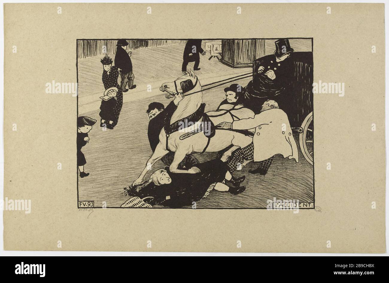 L'incidente. Félix Edouard Vallotton (1865-1925). "L'incidente". Gravure. 1893. Parigi, musée Carnavalet. Foto Stock