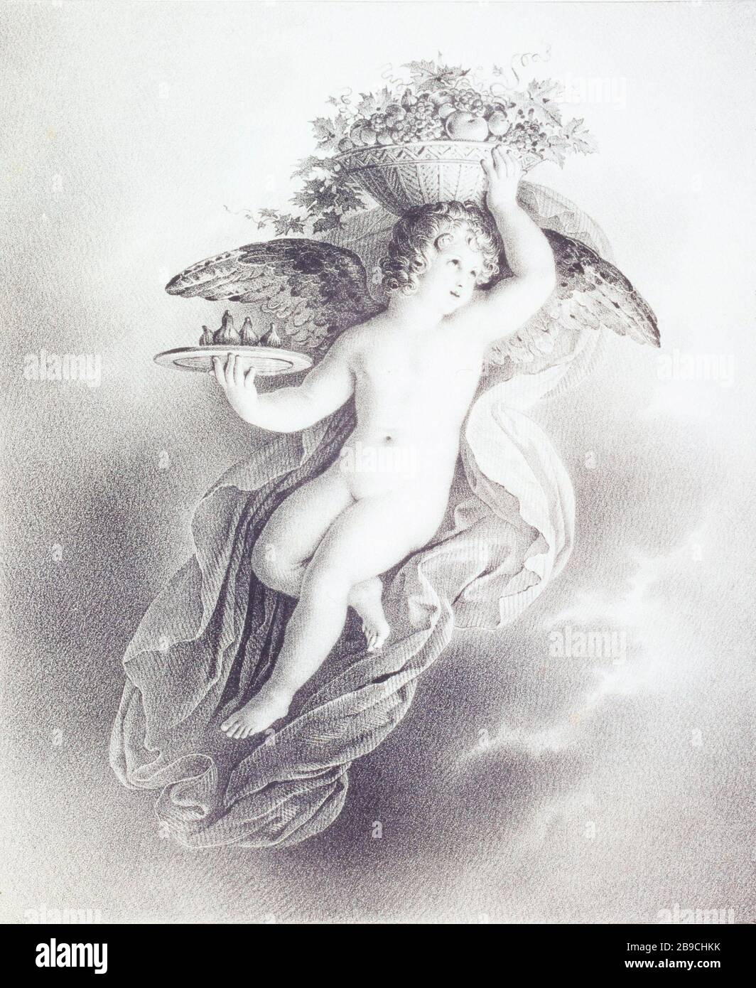 Dicembre rot Aiuto Henri-Guillaume Chatillon/d'après Anne-Louis Girodet-Trioson (1767-1824). "Génie de Pomone". Gravure. Parigi, musée Carnavalet. Foto Stock