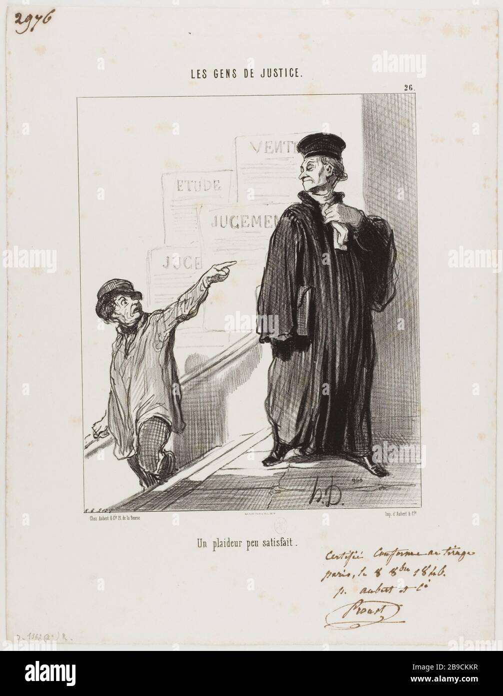 La gente di giustizia 'un litigante infelice' (piatto 26) Honoré Daumier (1808-1879). "Les gens de justice " un plaideur peu satisfait " (planche 26)". Lithographie. Parigi, musée Carnavalet. Foto Stock