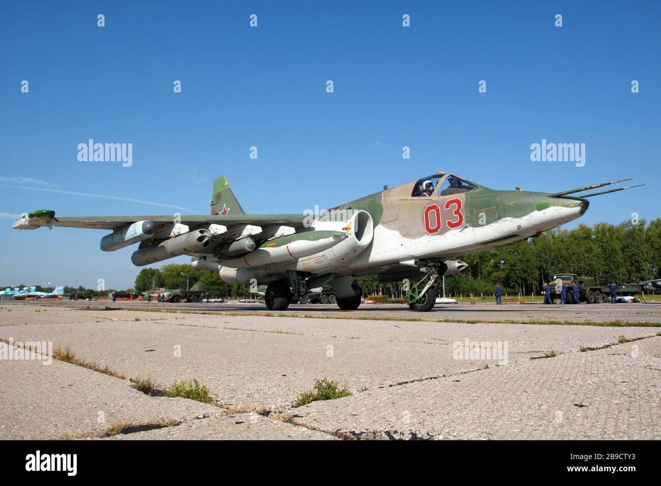 Aerei d'attacco delle forze aerospaziali russe su-25SM/SM3. Foto Stock