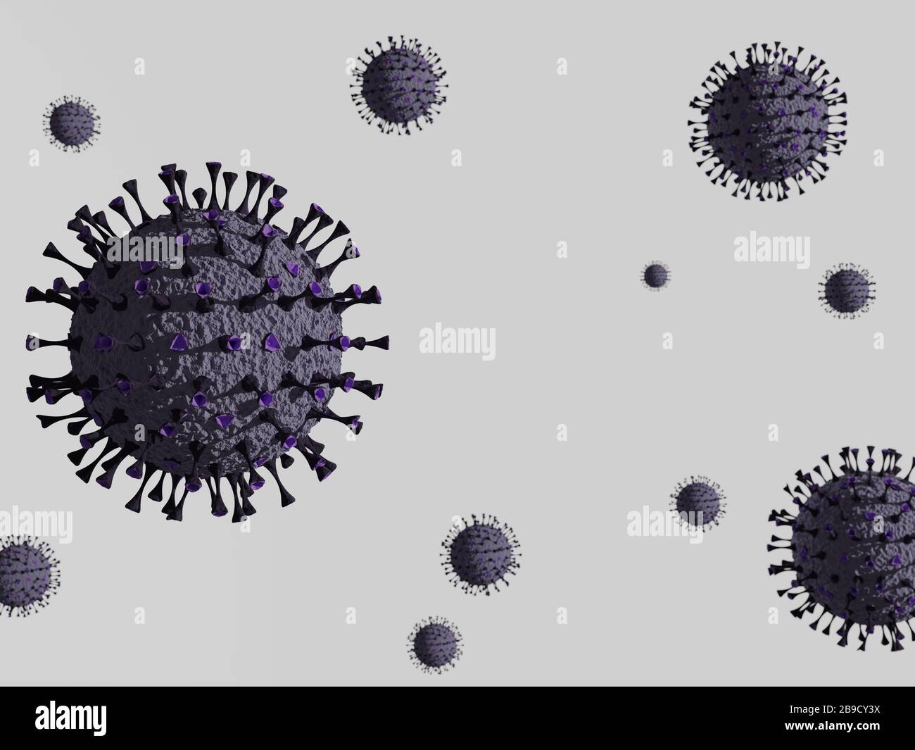 Viola virus modello 3D. Concetto di coronavirus. Foto Stock