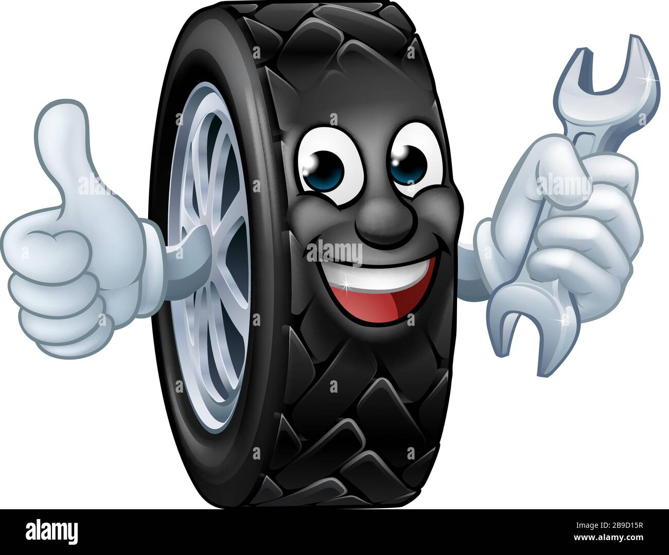 Pneumatico Cartoon Autofficine mascotte di servizio Illustrazione Vettoriale