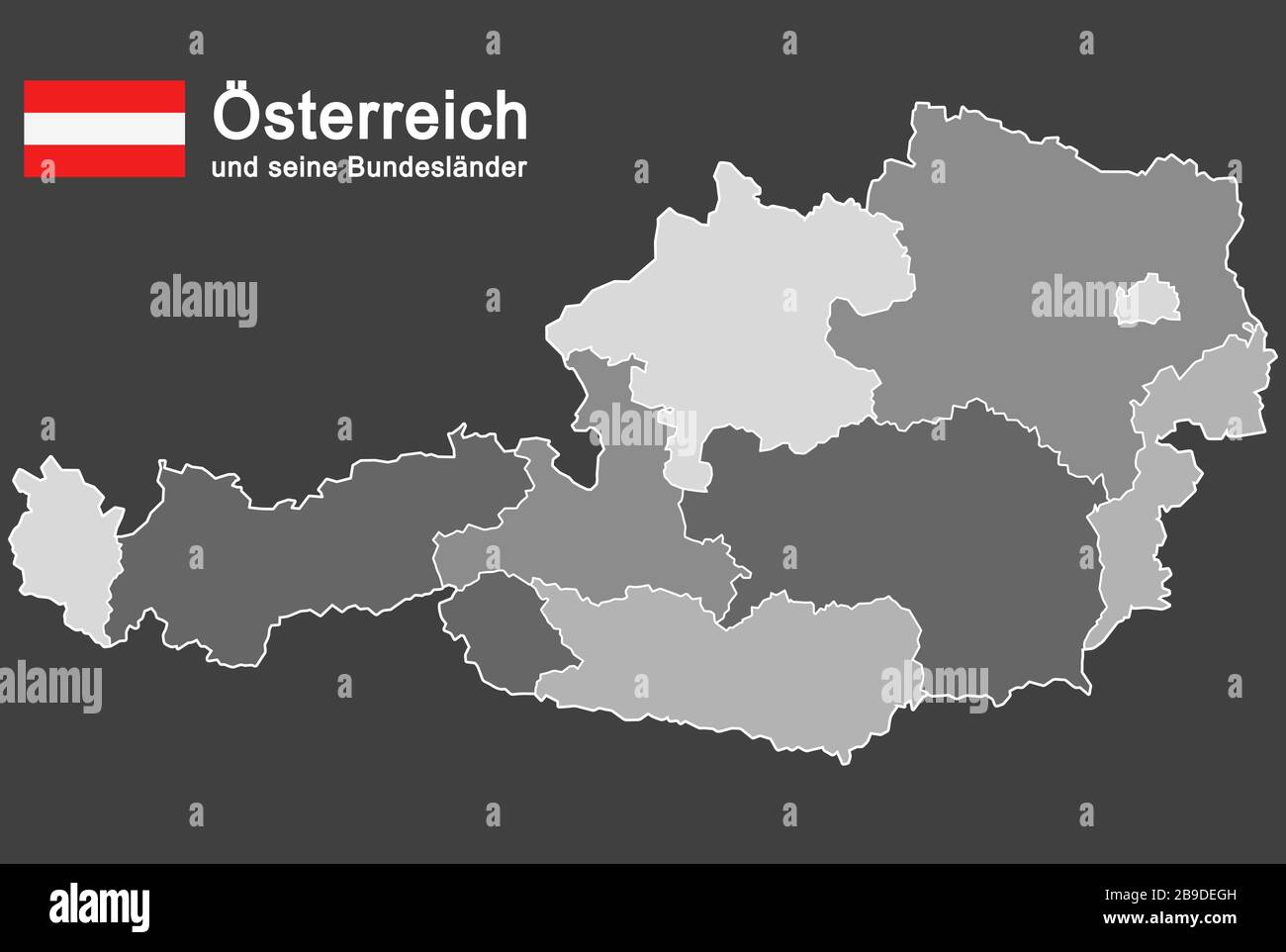 Silhouette dell'Austria e degli stati federali Illustrazione Vettoriale