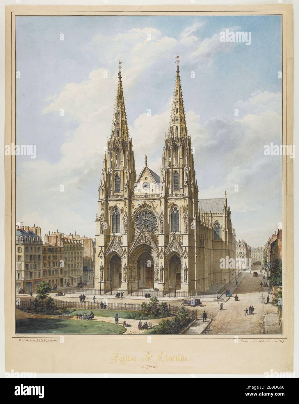 Eglise Sainte Clotilde Max Berthelin (1811-1877). Eglise Sainte Clotilde. Aquarelle sur trait. 1857. Parigi, musée Carnavalet. Foto Stock