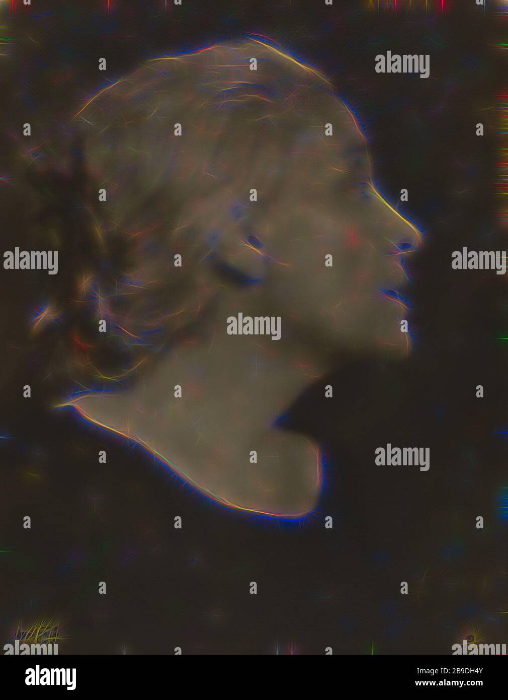 Eleanora Duse, Arnold Genthe (American, Born Germany, 1869 - 1942), 1925, stampa gelatinosa in argento, 31,4 x 24,5 cm (12 3,8 x 9 5,8 pollici, Reimagined by Gibon, design di calore allegro di luminosità e raggi di luce radianza. Arte classica reinventata con un tocco moderno. La fotografia ispirata al futurismo, che abbraccia l'energia dinamica della tecnologia moderna, del movimento, della velocità e rivoluziona la cultura. Foto Stock