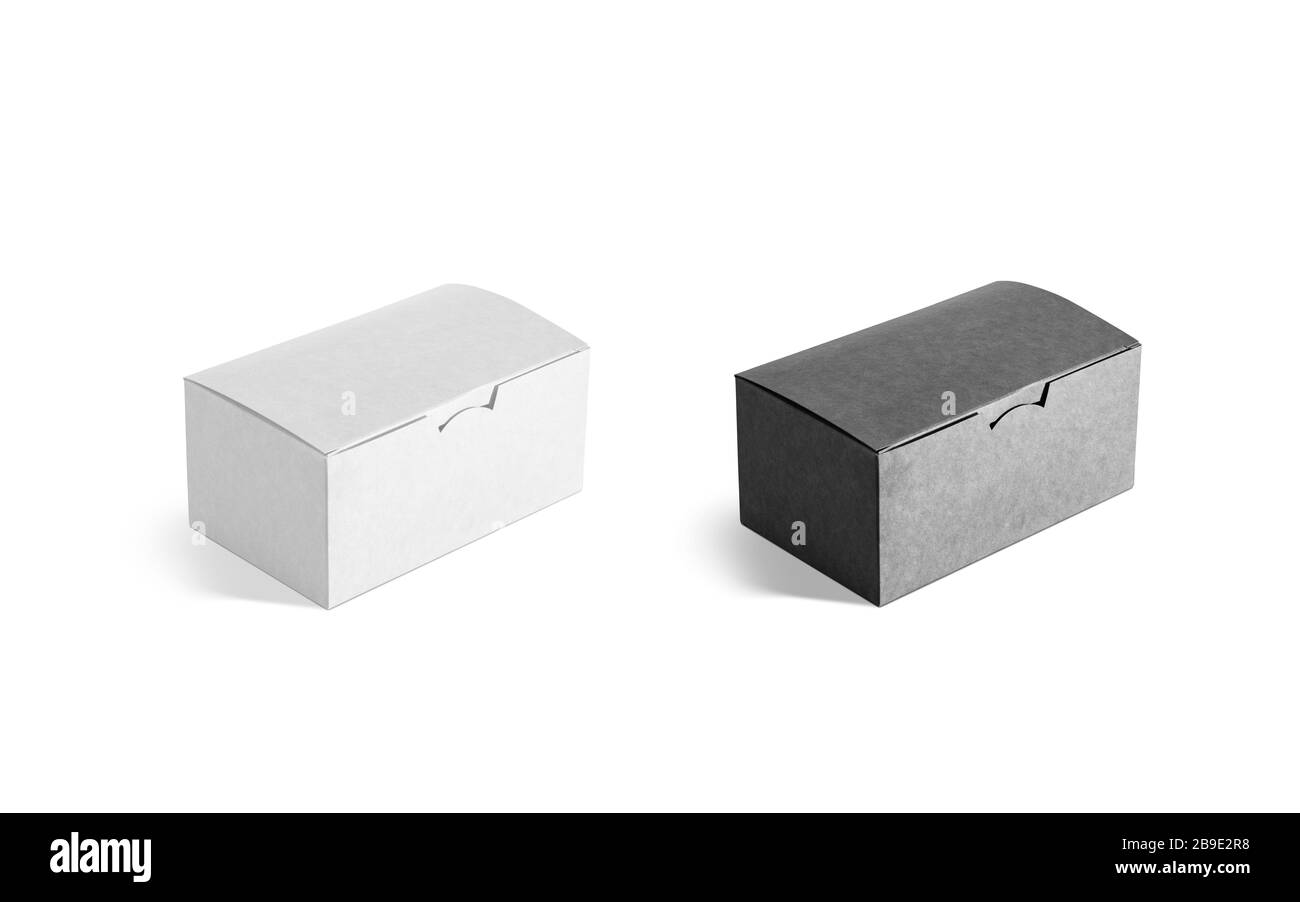 Bianco nero e bianco scatola chiusa mock up, isolato Foto Stock