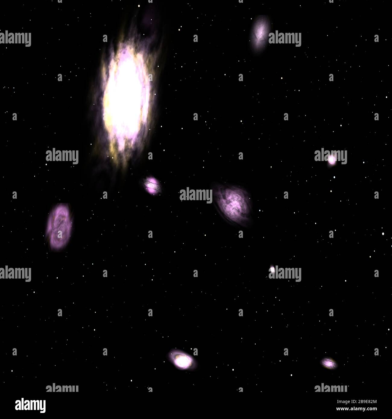 Grande carta da parati Galaxy con stelle e Nebulae (rendering) Foto Stock