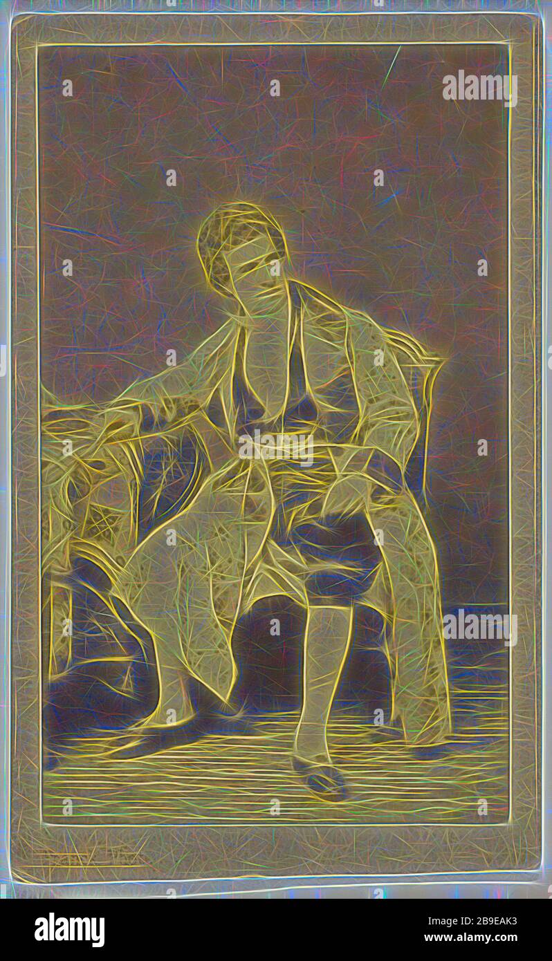 Monsieur Bouffe, Franck (François-Marie-Louis-Alexandre Gobinet de Villecholles) (francese, 1816 - 1906), 1862, stampa in argento albumen, reinventato da Gibon, disegno di calore allegro di luminosità e raggi di luce radianza. Arte classica reinventata con un tocco moderno. La fotografia ispirata al futurismo, che abbraccia l'energia dinamica della tecnologia moderna, del movimento, della velocità e rivoluziona la cultura. Foto Stock