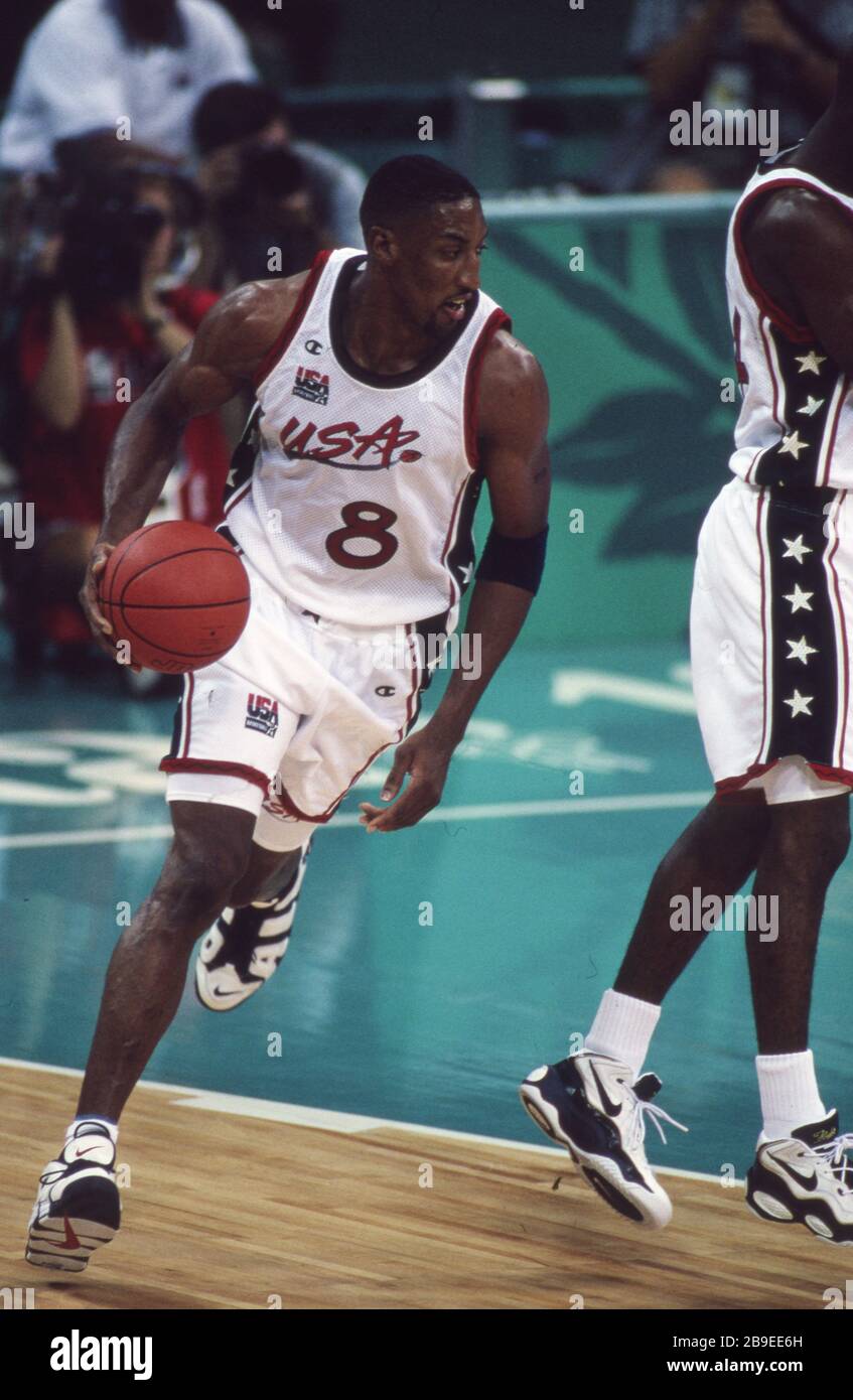 Primo: 22 luglio 1996 Sport, basket, uomini, Olimpiadi maschili, Olimpiadi estive, Atlanta, 96, 1996, vecchie immagini, USA vince la medaglia d'oro USA - Argentina 96:68 Scottie Pippen, figura intera, 6x campione NBA | uso in tutto il mondo Foto Stock