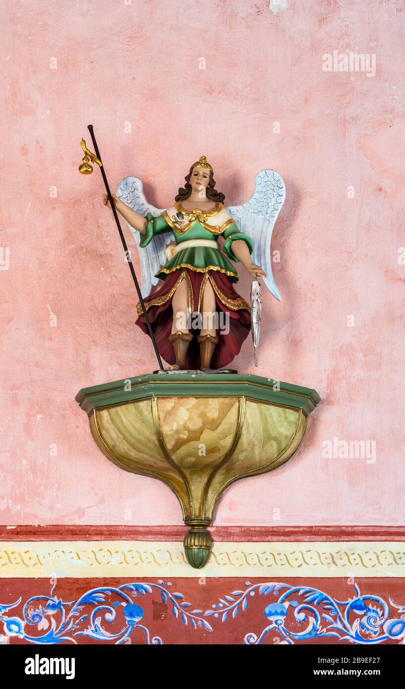 Statua a Iglesia la Candelaria, a Tlacotalpan, Patrimonio dell'Umanità dell'UNESCO, Veracruz stato, Messico Foto Stock