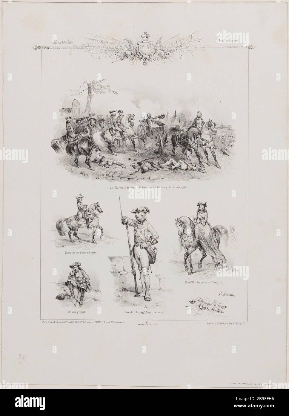 Macedonia Storia nº6 Jean-Victor Vincent Adam (1801-1866), peintre et lithographe français. Macédoine Historique nº6. Lithographie, XIXème siècle. Parigi, musée Carnavalet. Foto Stock