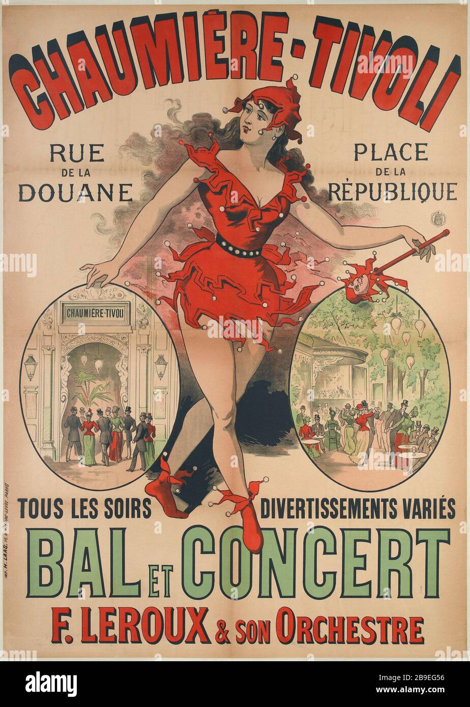 TIVOLI COTTAGE STRADA DOGANALE ANONYME. 'Chaumière-Tivoli, rue de la Douane'. Lithographie, 1890. Parigi, musée Carnavalet. Foto Stock