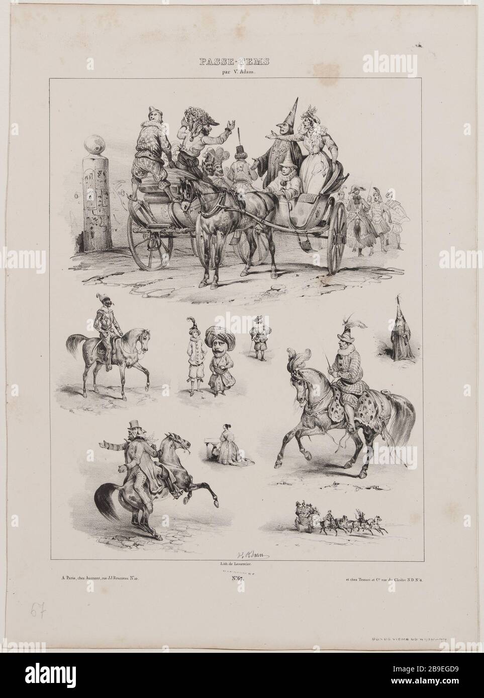 Album Hobby (pl.67) Jean-Victor Adam, dit Victor Adam (1801-1866), peintre et lithographe français. Album 'Passe-Temps' (pl.67). Lithographie, XIXème siècle. Parigi, musée Carnavalet. Foto Stock