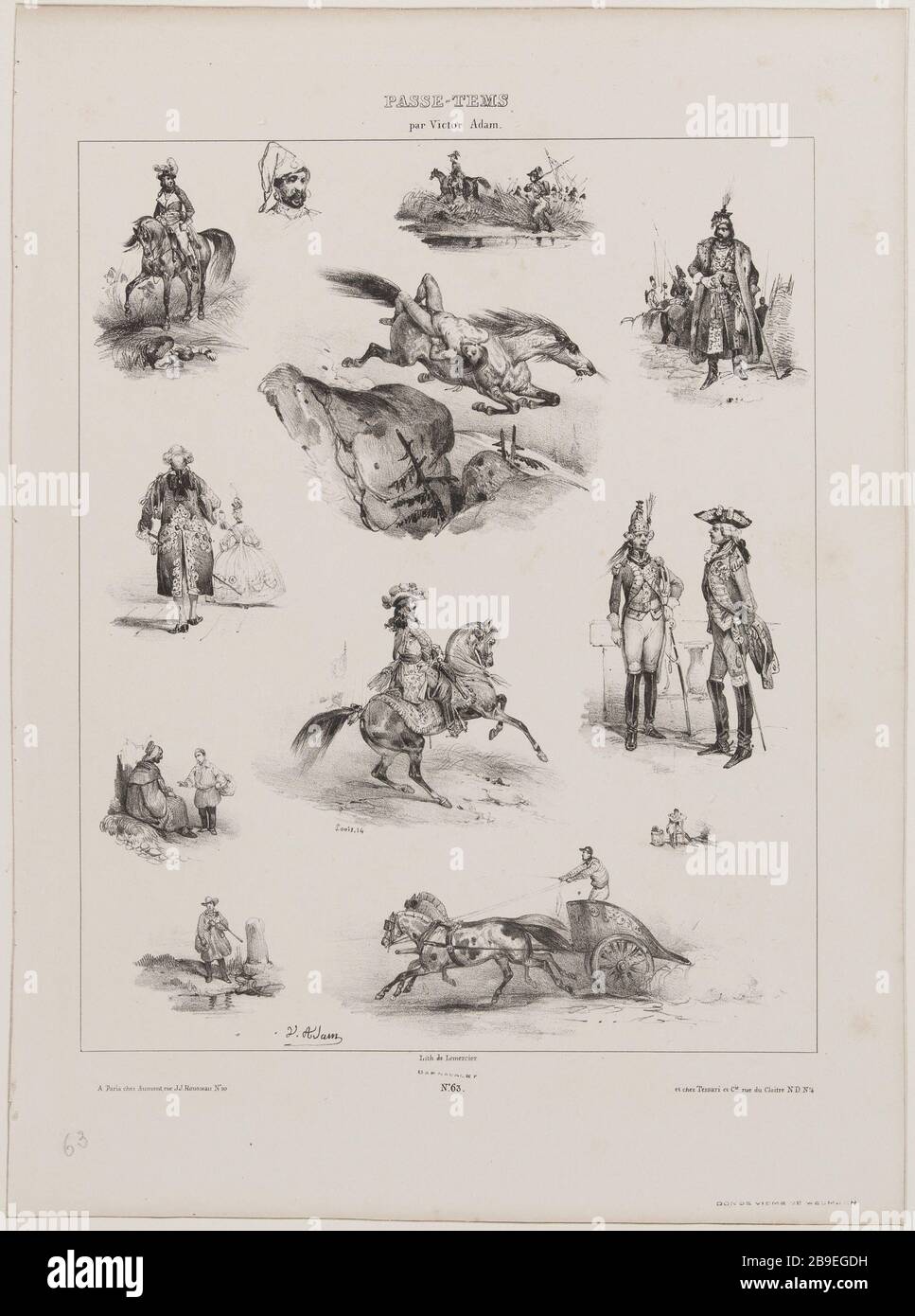Album Hobby (pl.63) Jean-Victor Adam, dit Victor Adam (1801-1866), peintre et lithographe français. Album 'Passe-Temps' (pl.63). Lithographie, XIXème siècle. Parigi, musée Carnavalet. Foto Stock
