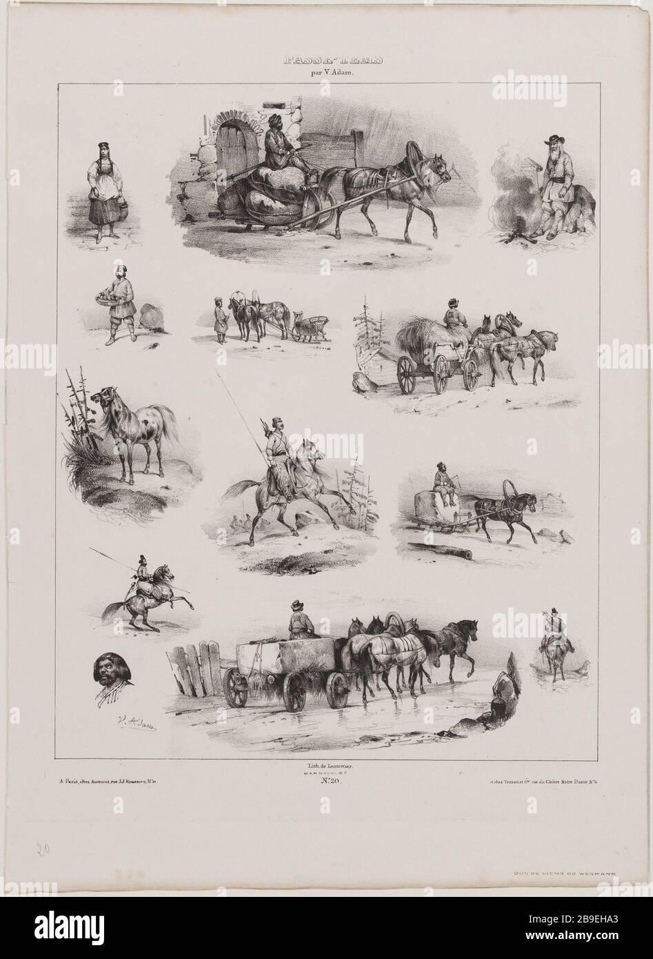 Album Hobby (pl.20) Jean-Victor Adam, dit Victor Adam (1801-1866), peintre et lithographe français. Album 'Passe-Temps' (pl.20). Lithographie, XIXème siècle. Parigi, musée Carnavalet. Foto Stock