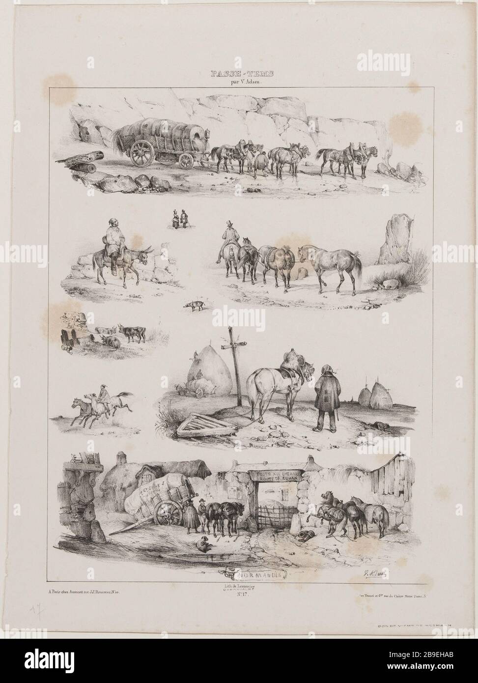 Album Hobby (pl.17) Jean-Victor Adam, dit Victor Adam (1801-1866), peintre et lithographe français. Album 'Passe-Temps' (pl.17). Lithographie, XIXème siècle. Parigi, musée Carnavalet. Foto Stock