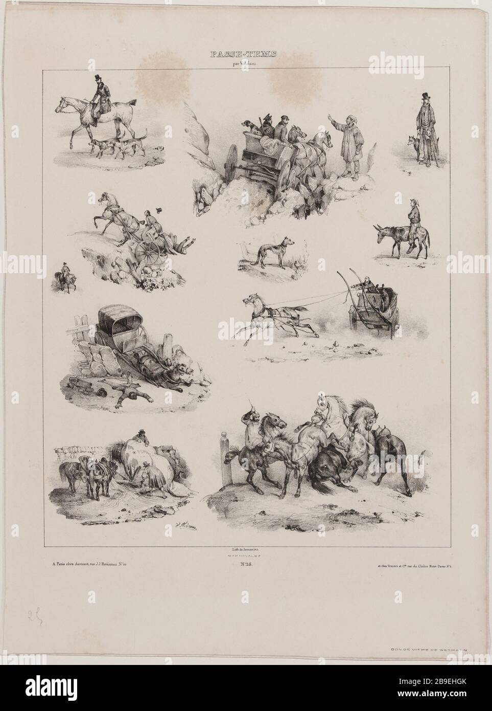 Album Hobby (pl.25) Jean-Victor Adam, dit Victor Adam (1801-1866), peintre et lithographe français. Album 'Passe-Temps' (pl.25). Lithographie, XIXème siècle. Parigi, musée Carnavalet. Foto Stock
