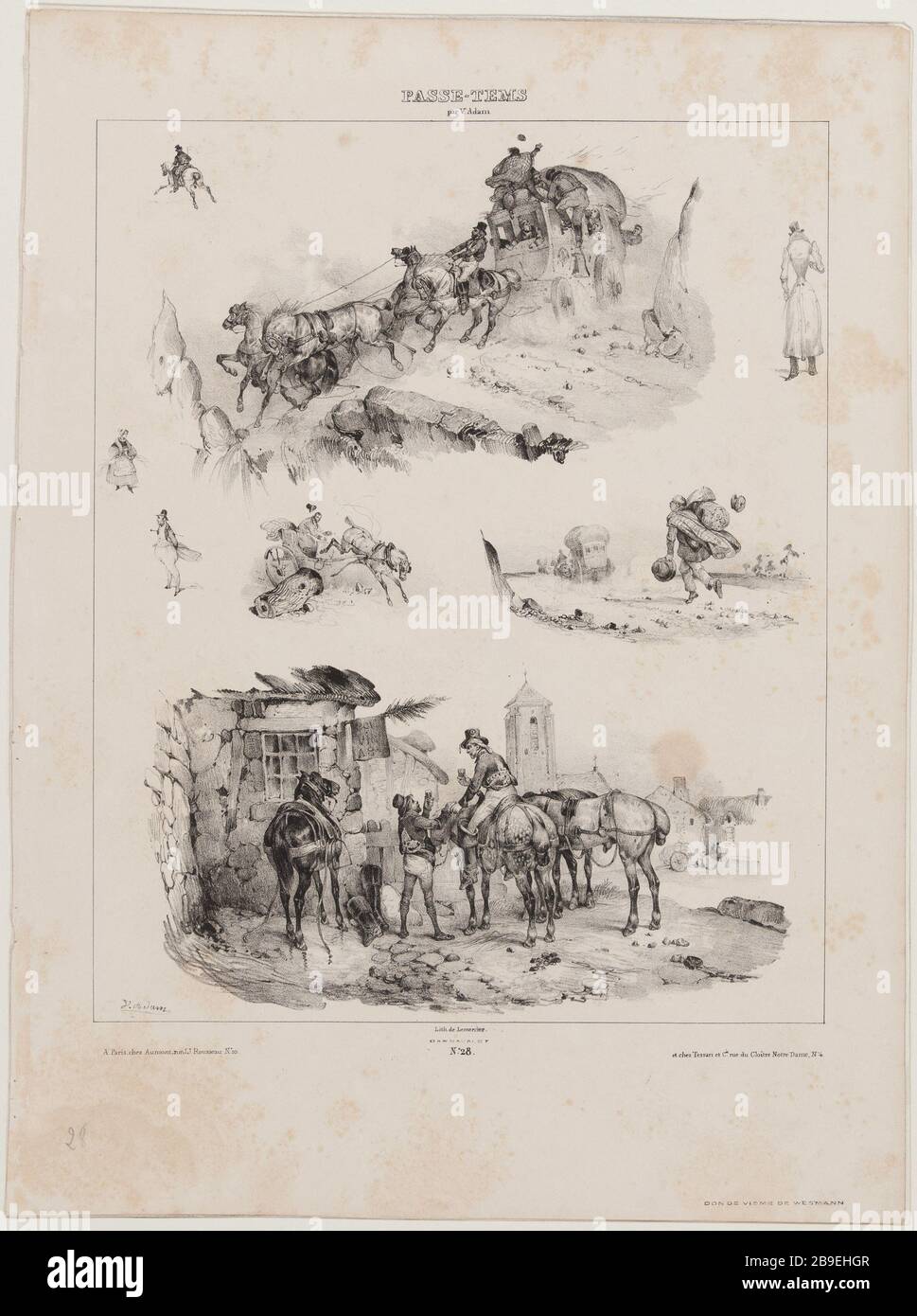 Album Hobby (pl.28) Jean-Victor Adam, dit Victor Adam (1801-1866), peintre et lithographe français. Album 'Passe-Temps' (pl.28). Lithographie, XIXème siècle. Parigi, musée Carnavalet. Foto Stock