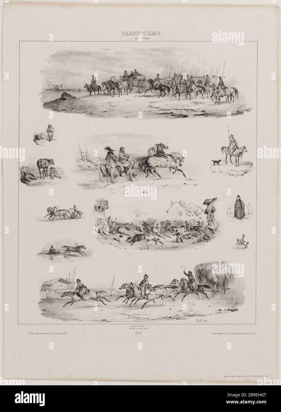 Album Hobby (pl.23) Jean-Victor Adam, dit Victor Adam (1801-1866), peintre et lithographe français. Album 'Passe-Temps' (pl.23). Lithographie, XIXème siècle. Parigi, musée Carnavalet. Foto Stock