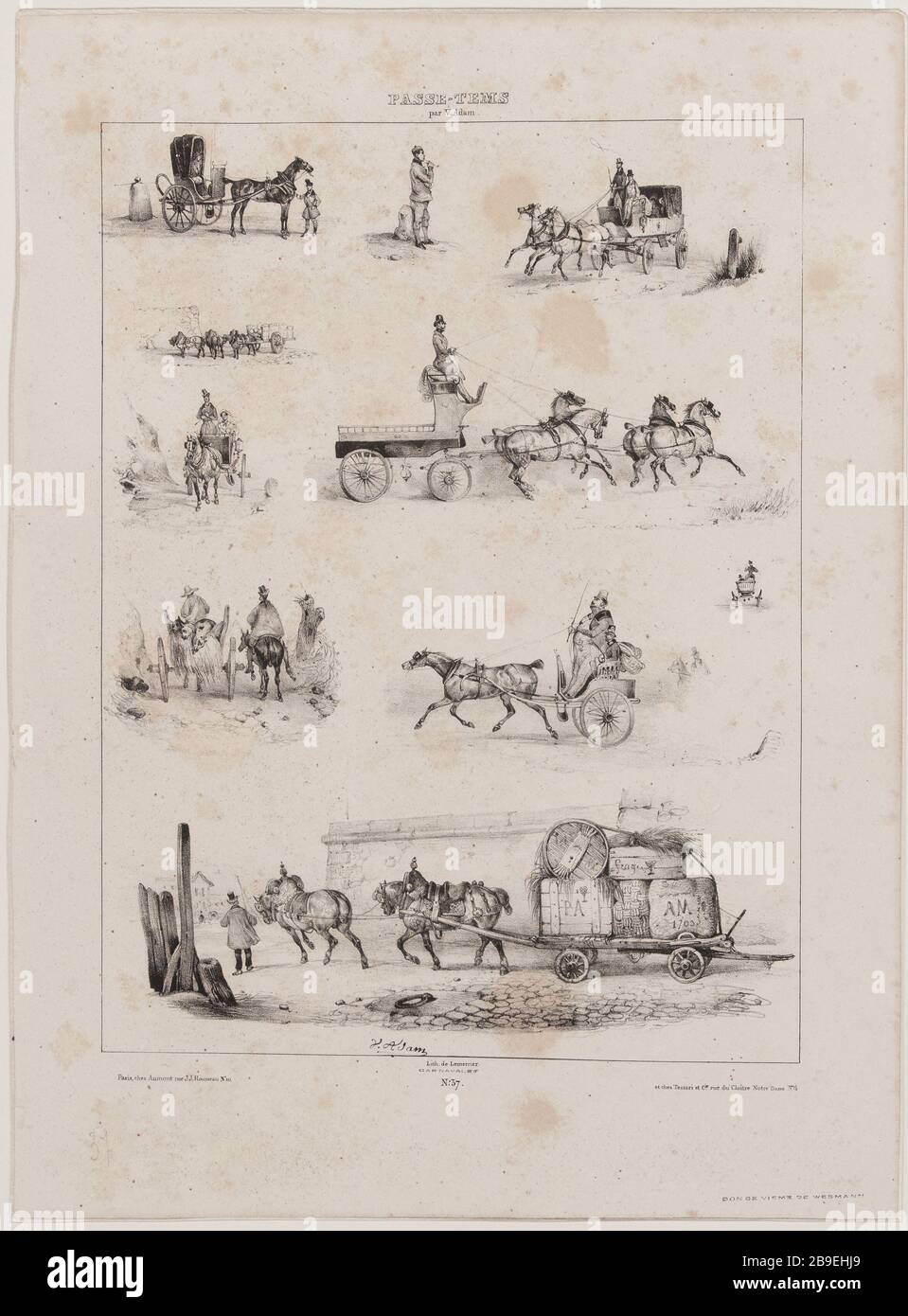 Album Hobby (pl.37) Jean-Victor Adam, dit Victor Adam (1801-1866), peintre et lithographe français. Album 'Passe-Temps' (pl.37). Lithographie, XIXème siècle. Parigi, musée Carnavalet. Foto Stock