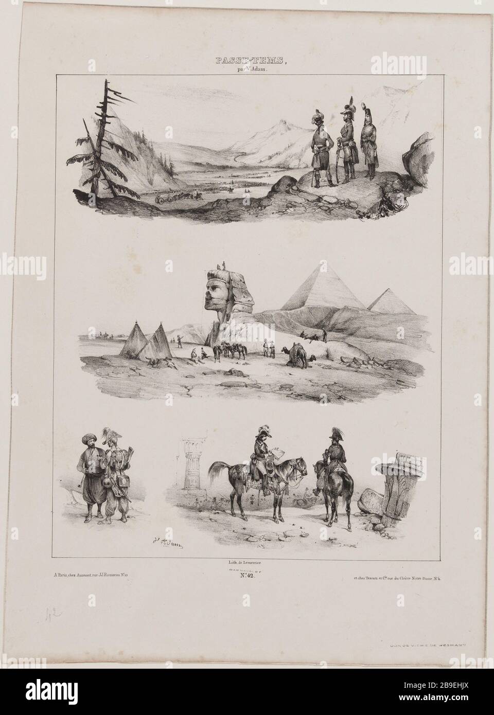 Album Hobby (pl.42) Jean-Victor Adam, dit Victor Adam (1801-1866), peintre et lithographe français. Album 'Passe-Temps' (pl.42). Lithographie, XIXème siècle. Parigi, musée Carnavalet. Foto Stock