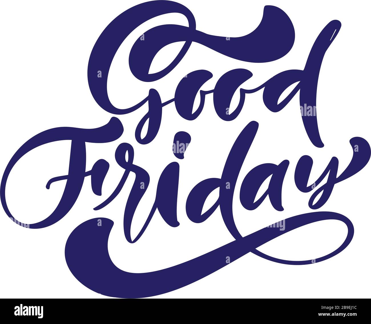 Venerdì Santo testo vettoriale calligrafico disegnato a mano scritto su sfondo bianco. Citazione religiosa cristiana prima della Pasqua di Gesù Cristo Illustrazione Vettoriale