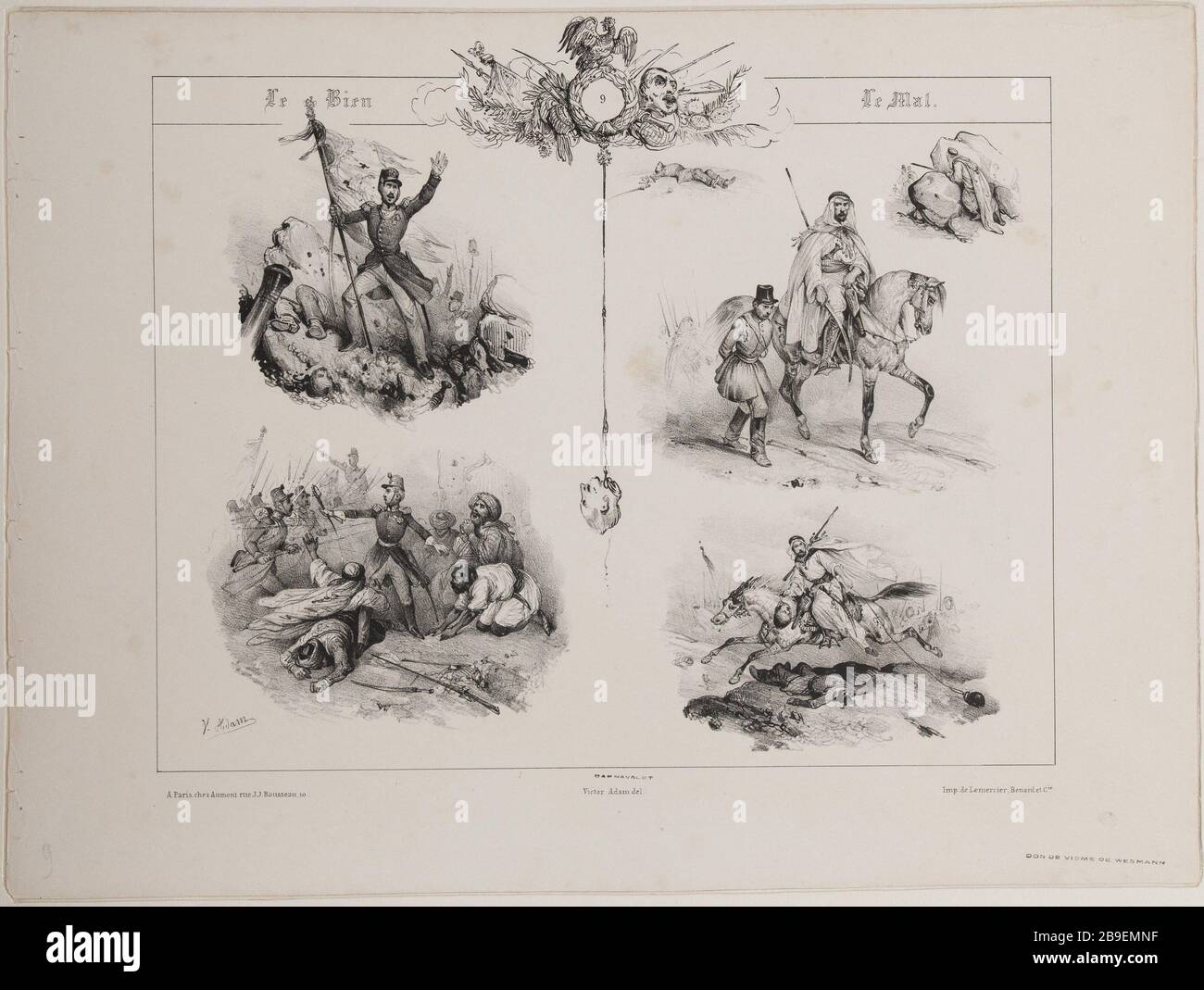 Album Good and Evil (pl.9) Jean-Victor Adam, dit Victor Adam (1801-1866), peintre et lithographe français. Album 'le Bien et le Mal', (pl.9). Lithographie, XIXème siècle. Parigi, musée Carnavalet. Foto Stock