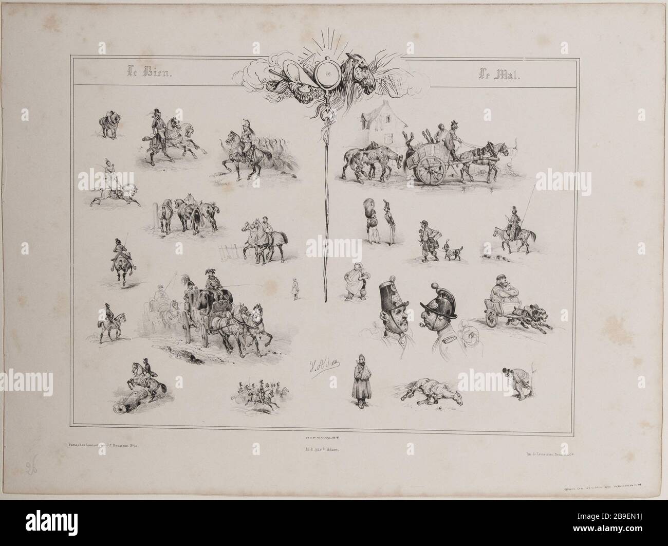 Album Good and Evil (pl.26) Jean-Victor Adam, dit Victor Adam (1801-1866), peintre et lithographe français. Album 'le Bien et le Mal', (pl.26). Lithographie, XIXème siècle. Parigi, musée Carnavalet. Foto Stock