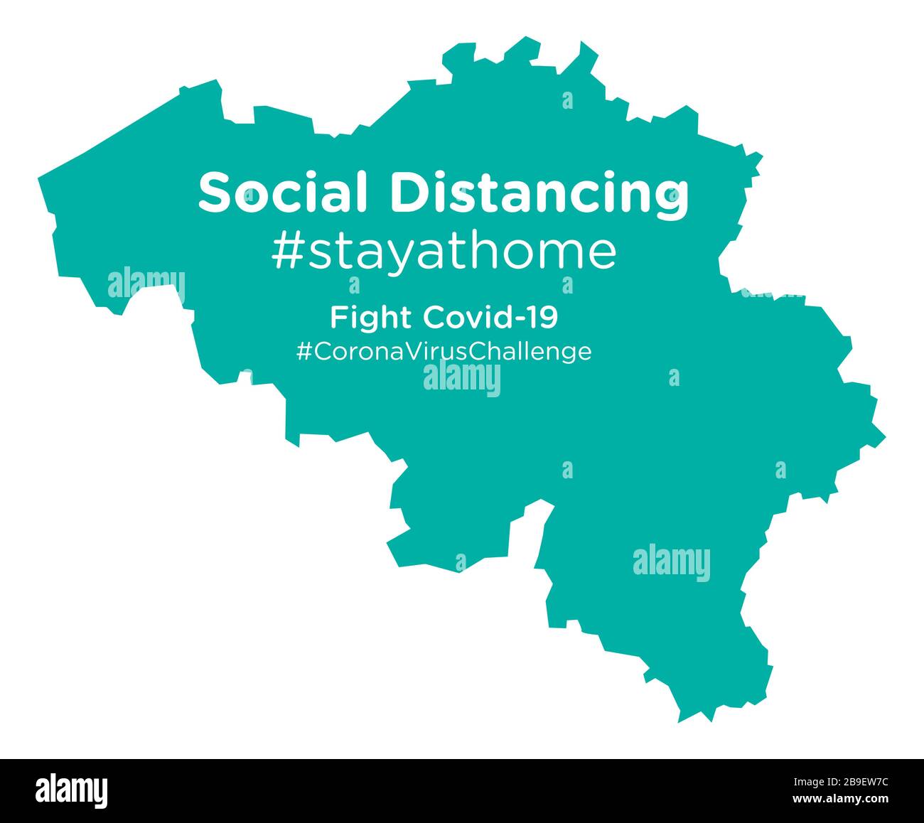 Mappa del Belgio con tag di distanza sociale Illustrazione Vettoriale