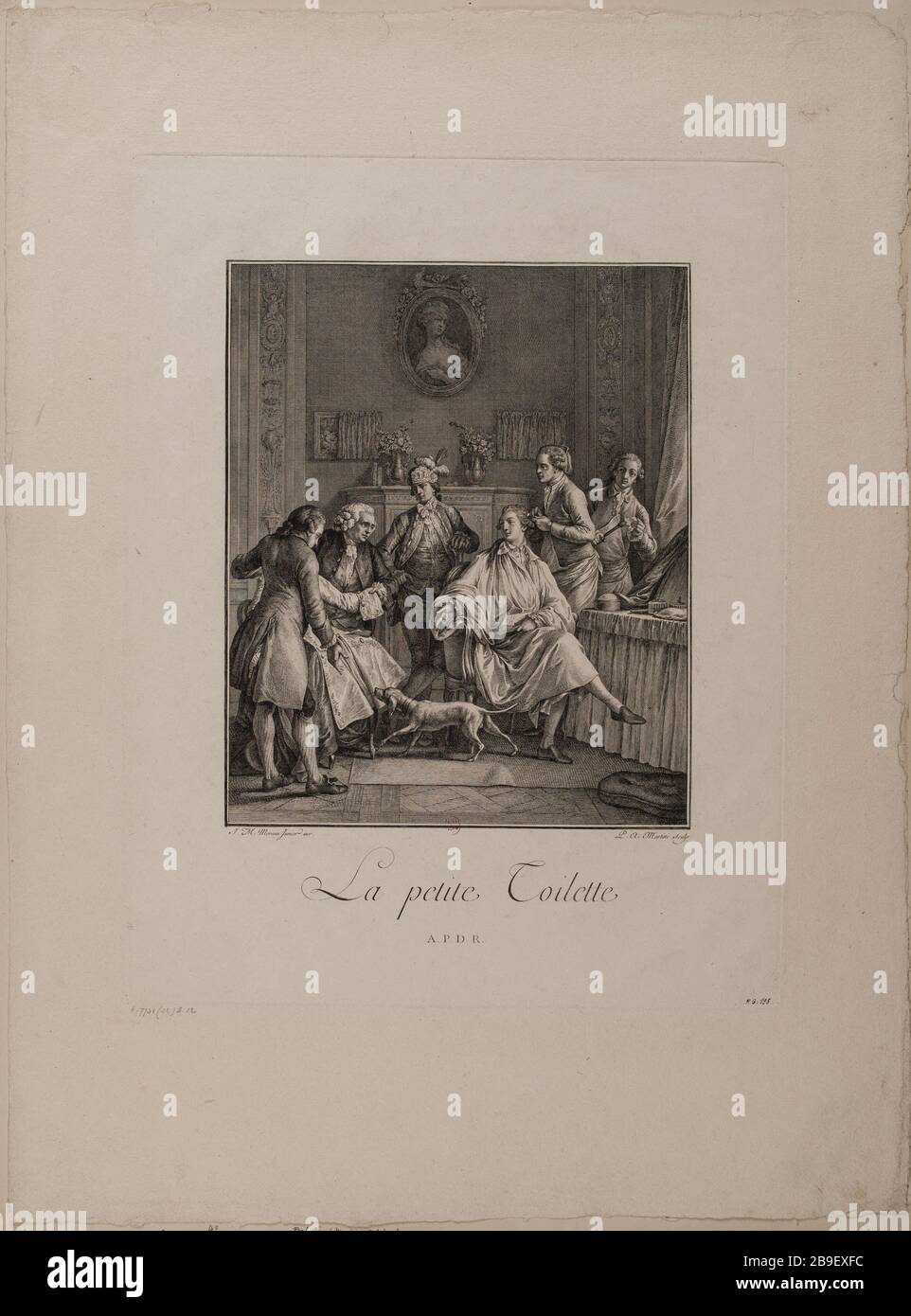 Il piccolo gabinetto Pietro Antonio Martini (1739-97). 'La Petite Toilette'. Eau-forte. Parigi, musée Carnavalet. Foto Stock