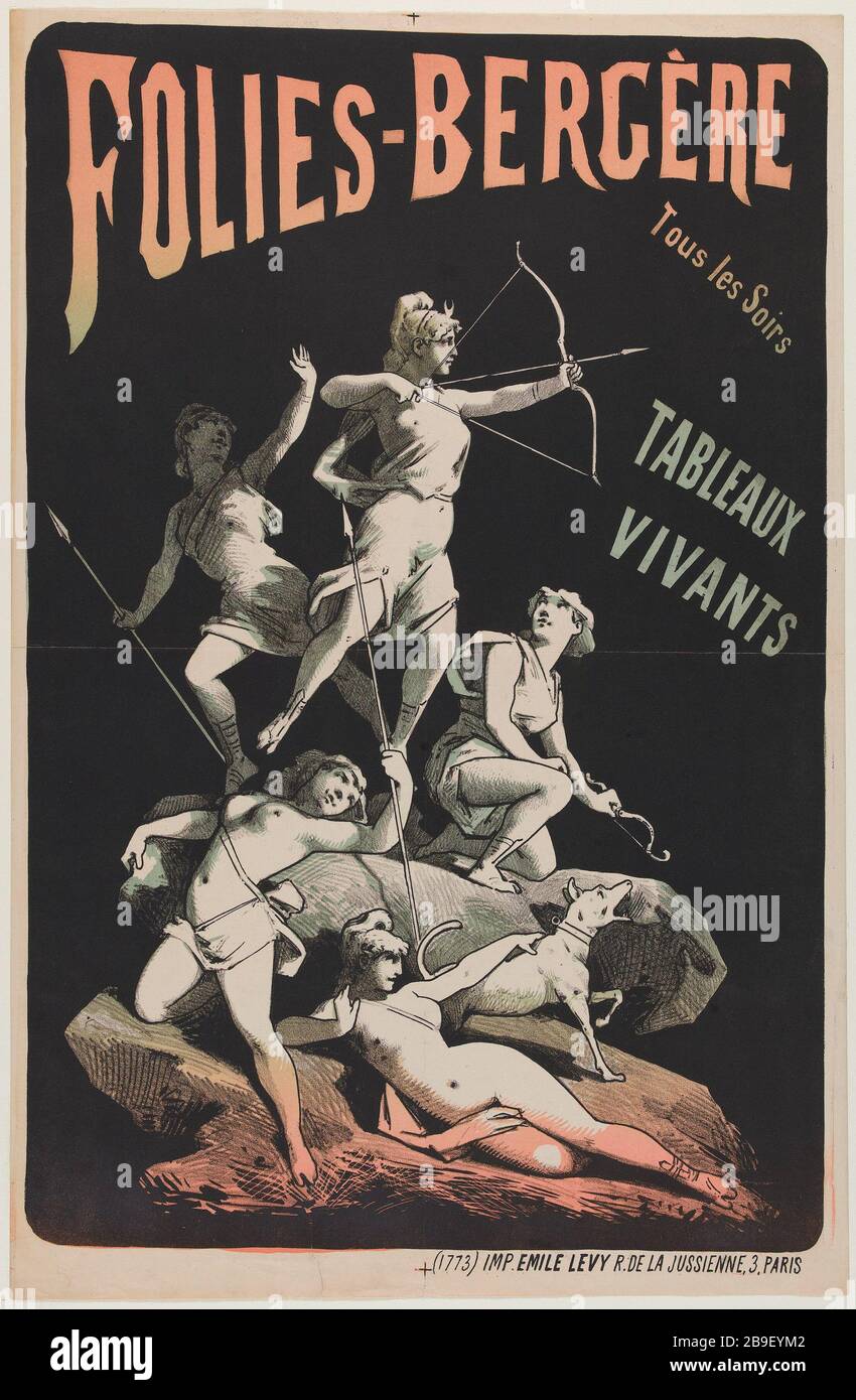 Folies-Bergere, TAVOLI CHE VIVONO Anonyme. "Folies-Bergère, Tableaux vivants". Lithographie, 1880-1900. Parigi, musée Carnavalet. Foto Stock