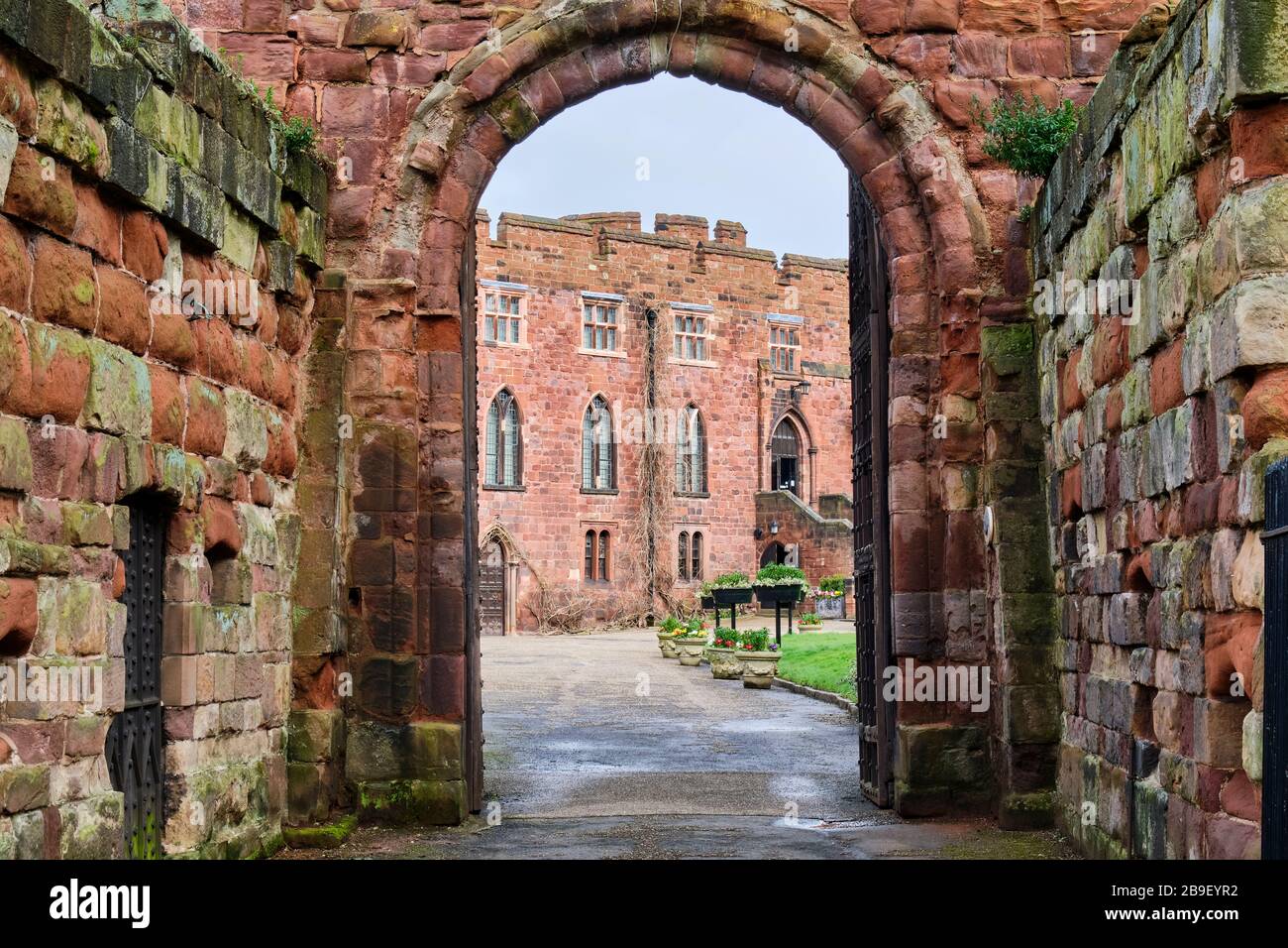 Ingresso al Castello di Shrewsbury, Shrewsbury, Shropshire Foto Stock