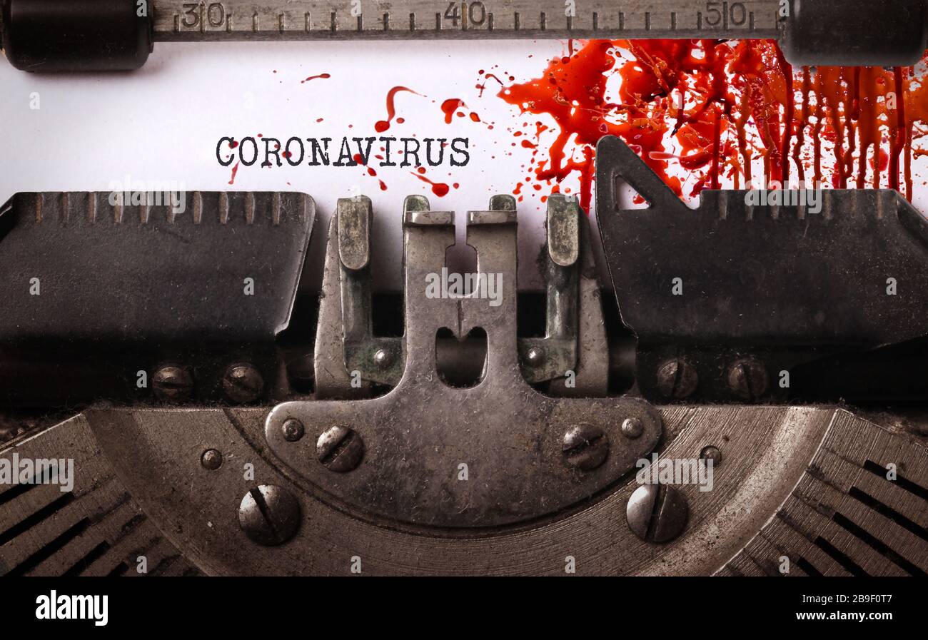 Primo piano di una macchina da scrivere vintage, rischio biologico - XXXX Foto Stock