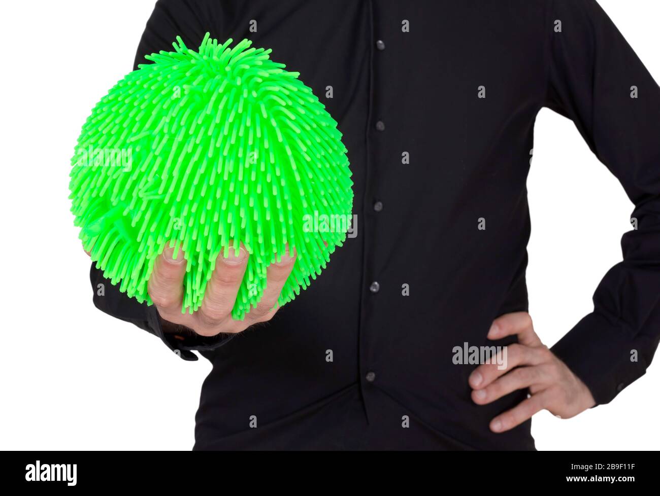 Virus come una palla di gomma morbida isolata su sfondo solido Foto Stock