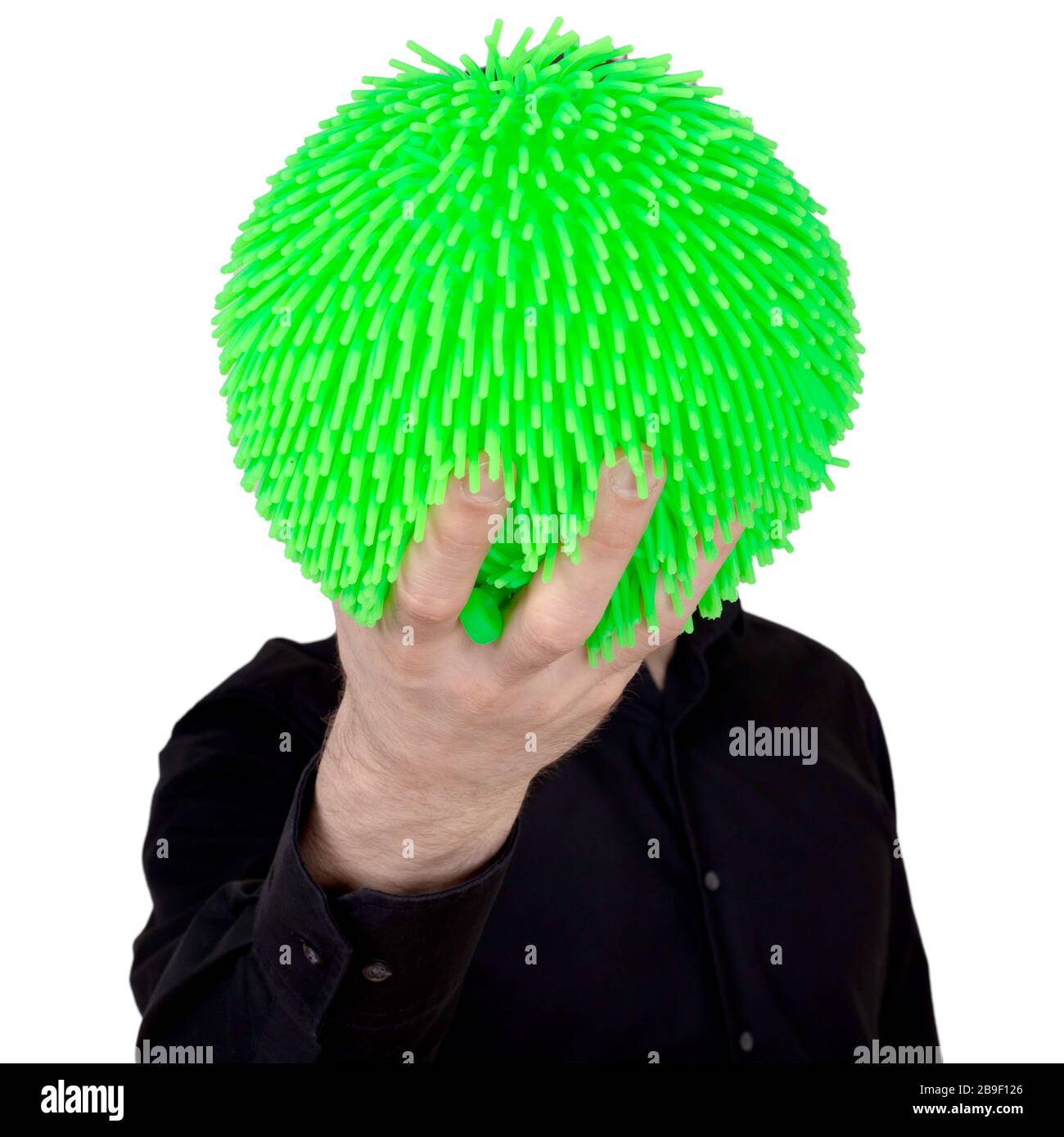 Virus come una palla di gomma morbida isolata su sfondo solido Foto Stock