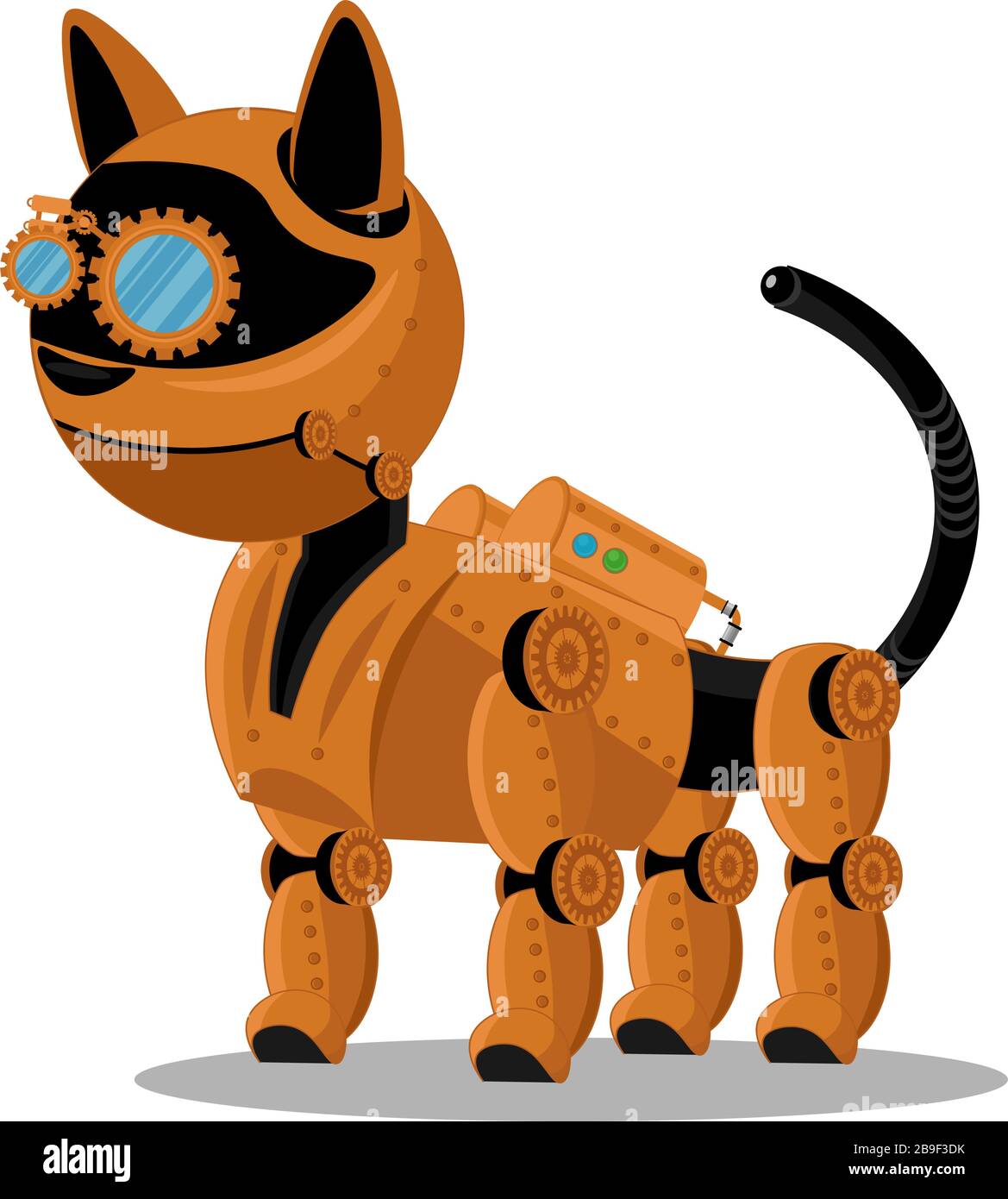 Robot Cat. Illustrazione vettoriale insolita del meccanismo del modello animale. Illustrazione Vettoriale