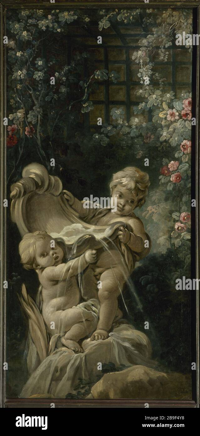 F. BOUCHER - FONTANA CON DUE AMORI FRANÇOIS BOUCHER (1703-1770). "Fontaine avec deux Amours dont l'un est agenouillé" (porte du salon Demarteau). Parigi, musée Carnavalet. Foto Stock F. BOUCHER - FONTANA CON DUE AMORI FRANÇOIS BOUCHER (1703-1770). "Fontaine avec deux Amours dont l'un est agenouillé" (porte du salon Demarteau). Parigi, musée Carnavalet. Foto Stock
