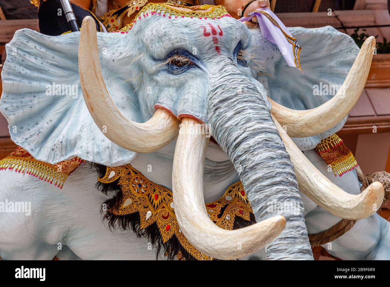 Ogoh-Ogoh, demon statua fatta per la parata Ngrupuk condotta alla vigilia del Nyepi Day, Indù Balinese nuovo anno. Foto Stock