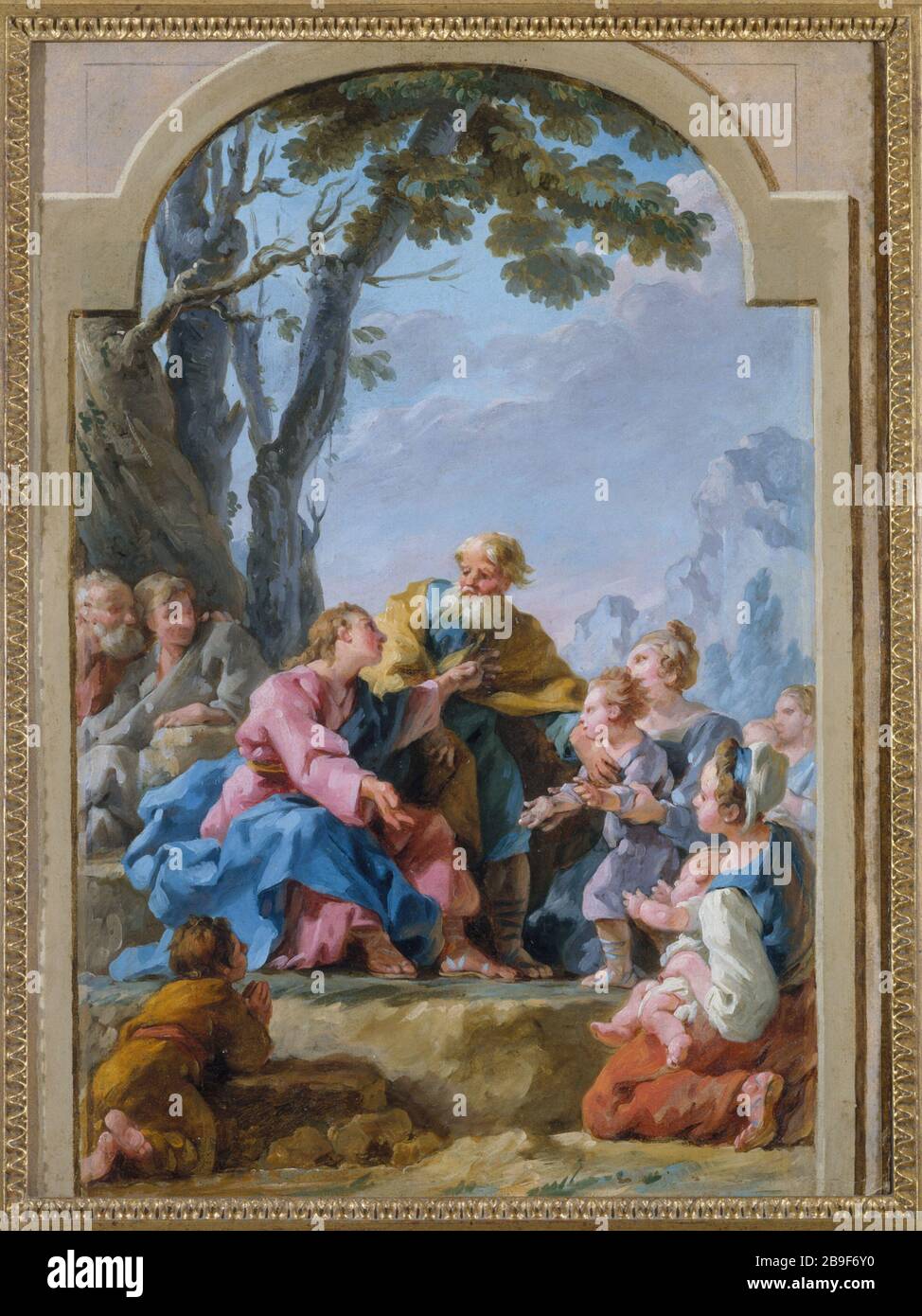 CRISTO E BAMBINI PICCOLI Noël Hallé (1711-1781). "Le Christ et les petits enfants". Huile sur papier marouflé sur cartone. Parigi, musée Carnavalet. Foto Stock