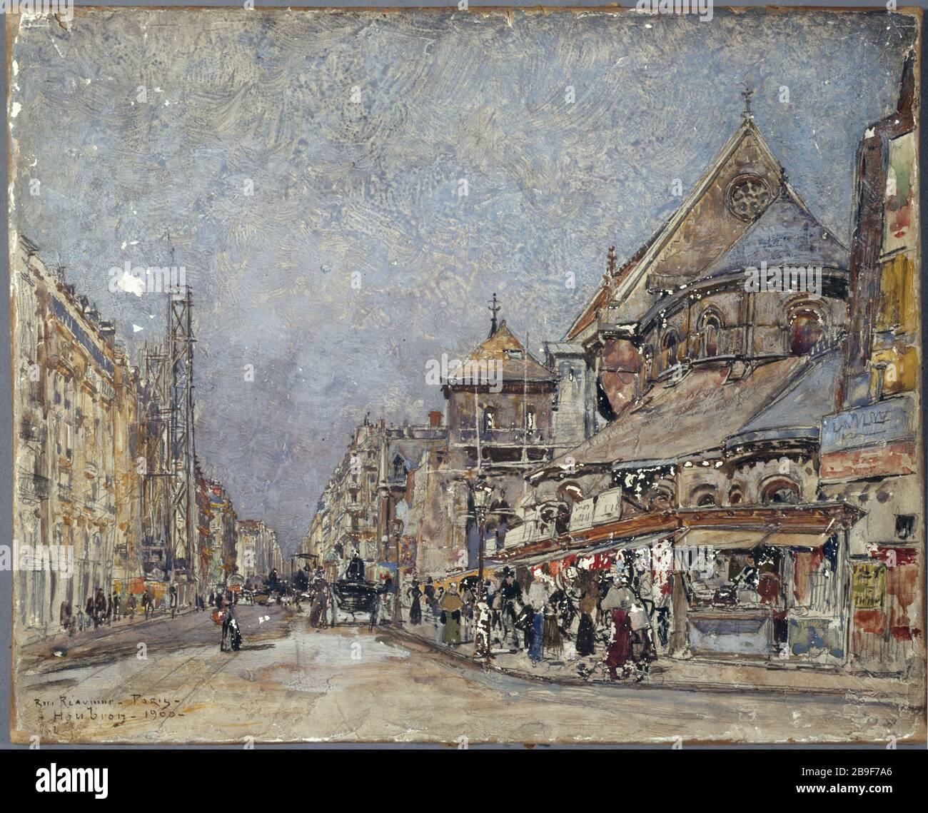 Rue Réaumur Frédéric-Anatole Houbron (1851-1908). "La rue Réaumur". Peinture sur enduit frais sur toile, 1900. Parigi, musée Carnavalet. Foto Stock