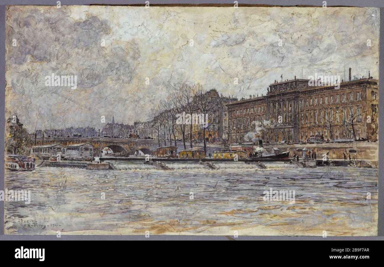 HOTEL DI DENARO Frédéric-Anatole Houbron (1851-1908). "L'Hôtel de la Monnaie et le Pont-Neuf", 1901. Peinture sur enduit frais sur cartone. Parigi, musée Carnavalet. Foto Stock